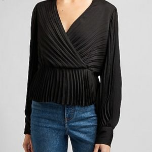 EXPRESS Pleated Burgundy/Wine Colored Peplum Top